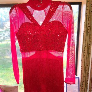 Dance Costume - Weissman Red Sequin with Fringe